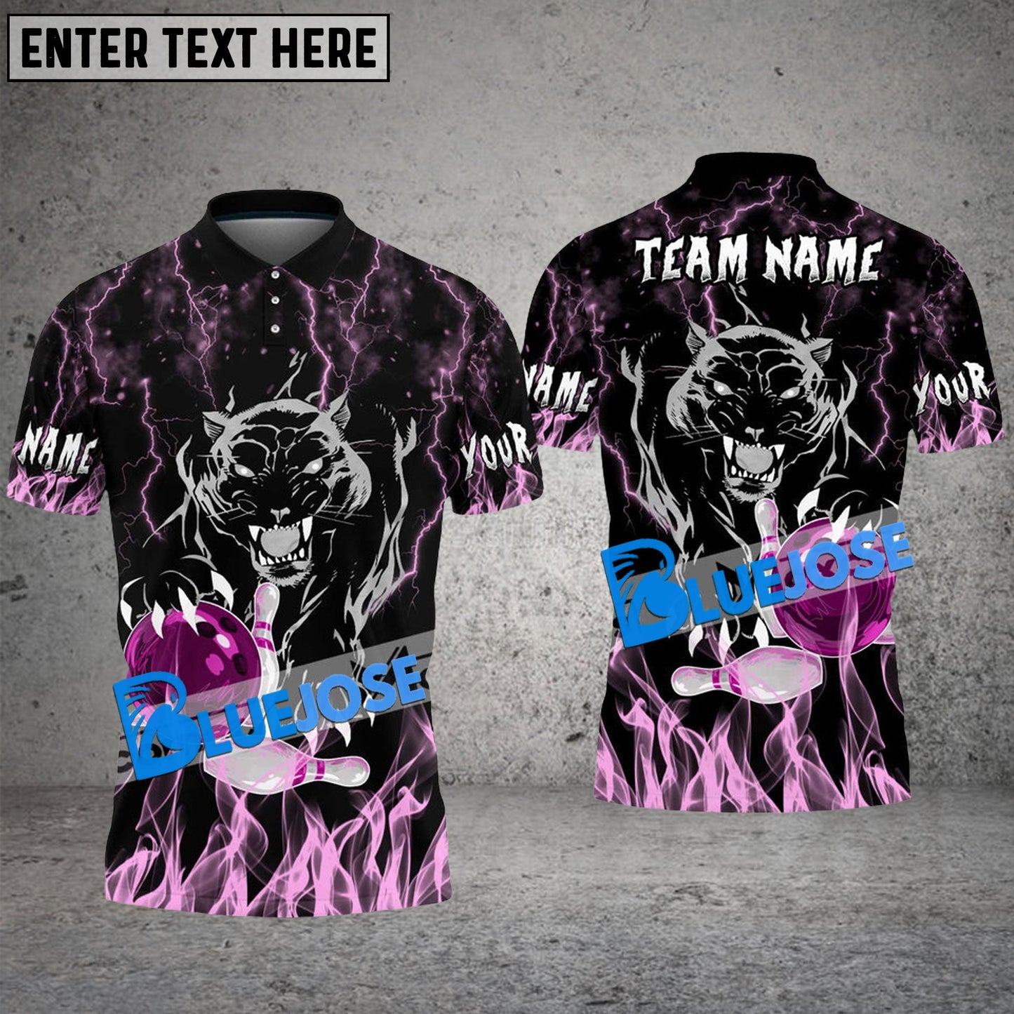 Frenzideas Bowling And Pins Flaming Black Panther Customized Name 3D Shirt ( 6 Colors)