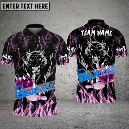 Frenzideas Bowling And Pins Flaming Black Panther Customized Name 3D Shirt ( 6 Colors)