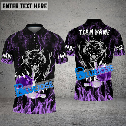 Frenzideas Bowling And Pins Flaming Black Panther Customized Name 3D Shirt ( 6 Colors)