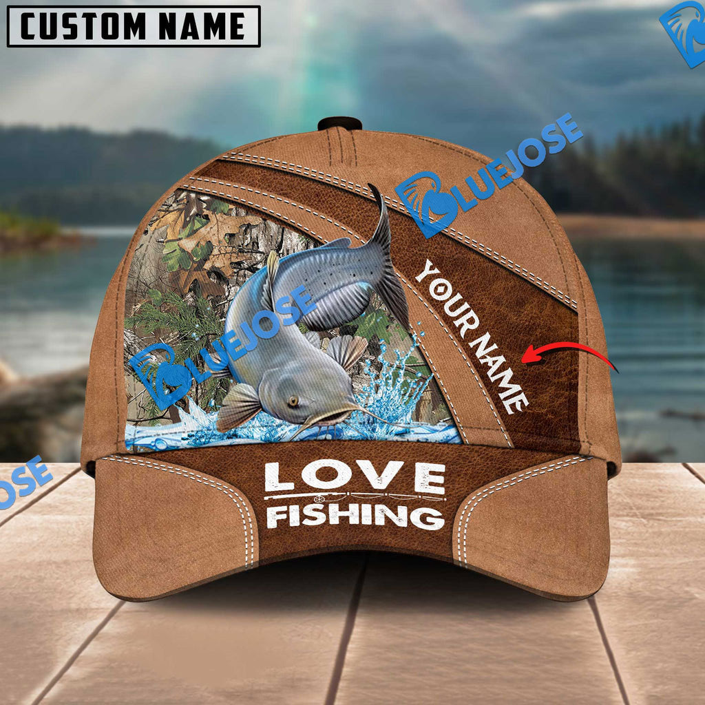 Frenzidea Personalized Catfish Fishing Leather Pattern Classic 3D Cap