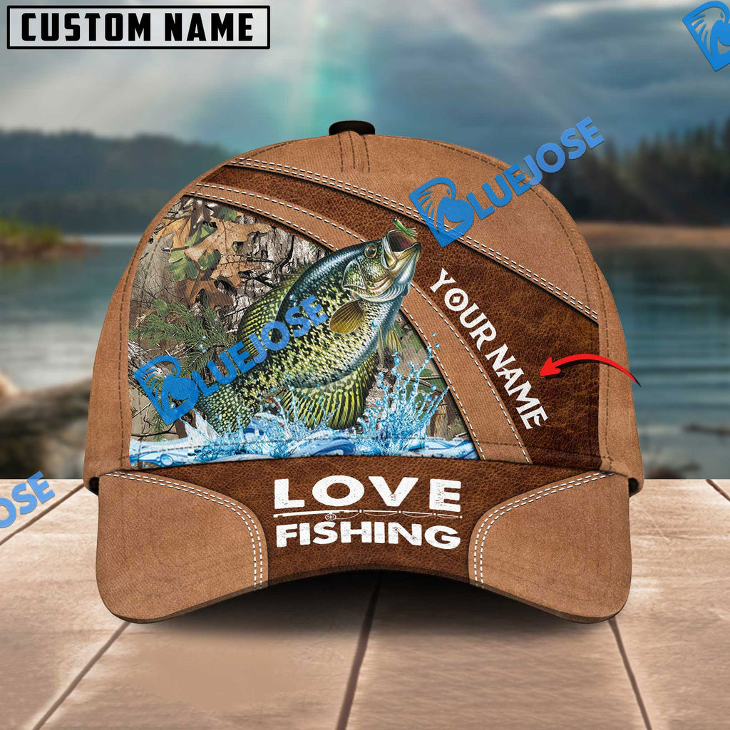 Frenzidea Personalized Crappie Fishing Leather Pattern Classic 3D Cap