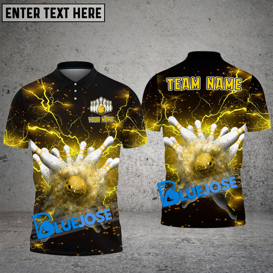 Frenzideas Bowling And Pins Break Lightning Customized Name 3D Shirt ( 8 Colors)