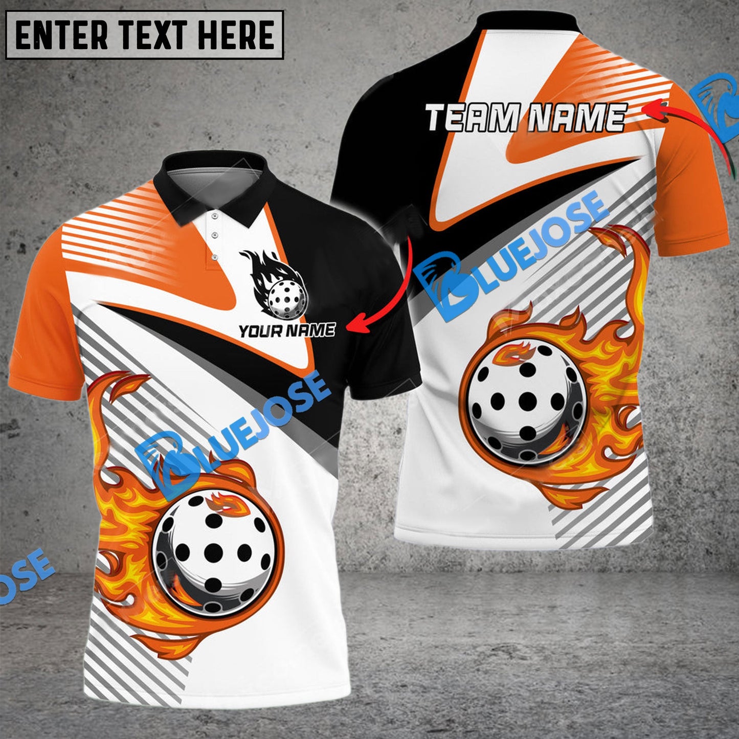Frenzidea Pickleball Orange Arrow Personalized Name, Team Name Unisex Shirt