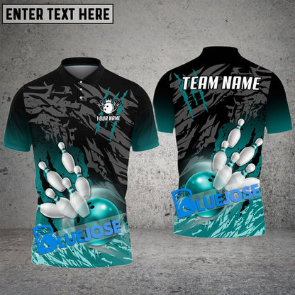 Frenzideas Bowling And Pins Scratch Customized Name 3D Shirt ( 8 Colors)