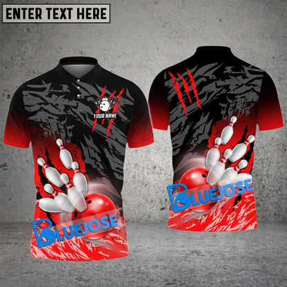 Frenzideas Bowling And Pins Scratch Customized Name 3D Shirt ( 8 Colors)