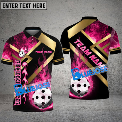 Frenzidea Pickleball Metal And Fire Personalized Name, Team Name Unisex Shirt (4 Colors)