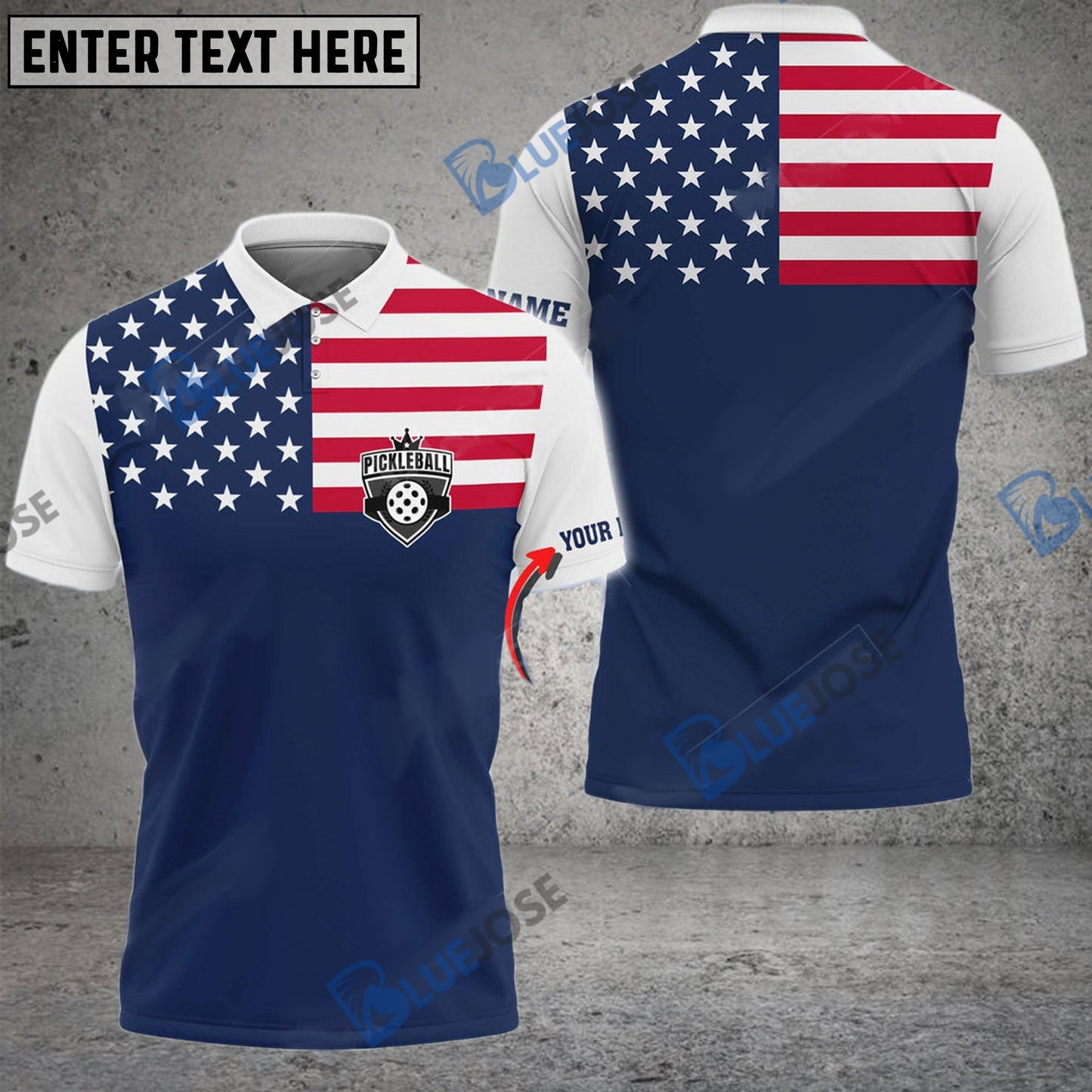 Frenzidea Pickleball 3D American Flag Half Personalized Unisex Shirt