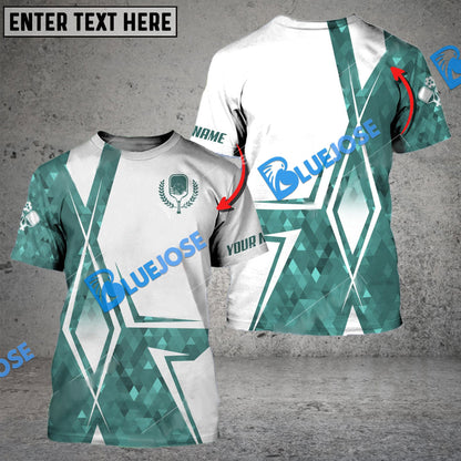 Frenzidea Pickleball Green Diamond Pattern Personalized Unisex Shirt