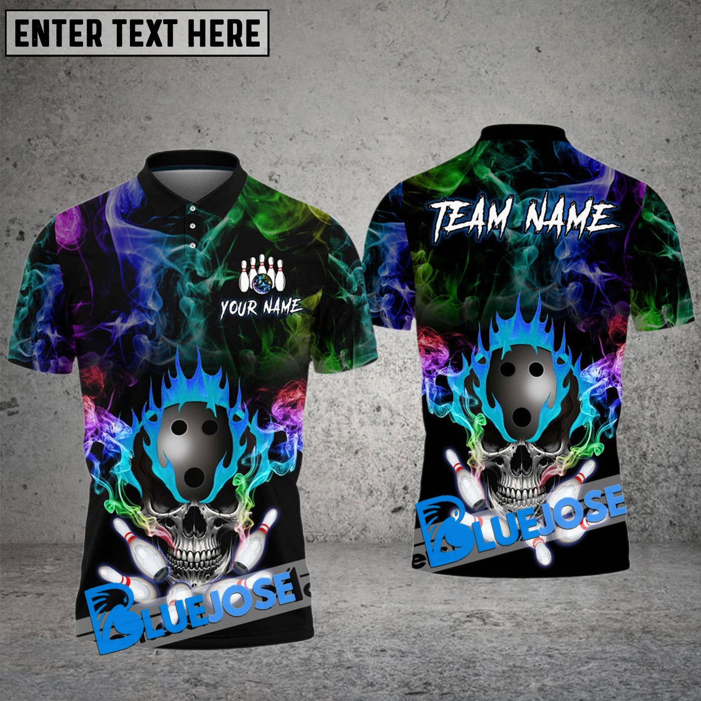 Frenzideas Bowling And Pins Multicolor Smoke Pattern Customized Name, Team Name 3D Shirt