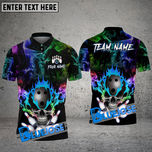 Frenzideas Bowling And Pins Multicolor Smoke Pattern Customized Name, Team Name 3D Shirt