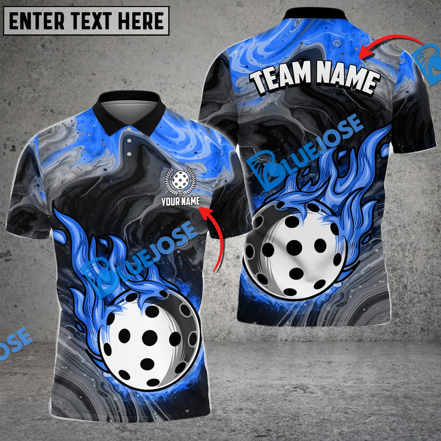 Frenzidea Pickleball Fire Paint Personalized Name, Team Name Unisex Shirt (4 Colors)