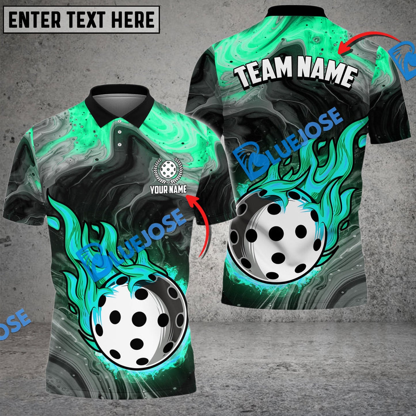 Frenzidea Pickleball Fire Paint Personalized Name, Team Name Unisex Shirt (4 Colors)