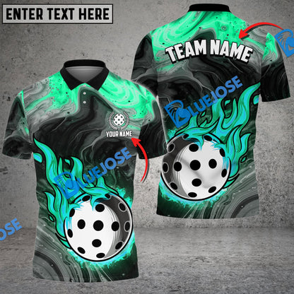 Frenzidea Pickleball Fire Paint Personalized Name, Team Name Unisex Shirt (4 Colors)