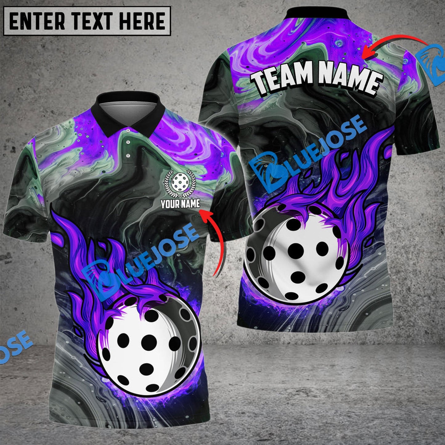Frenzidea Pickleball Fire Paint Personalized Name, Team Name Unisex Shirt (4 Colors)