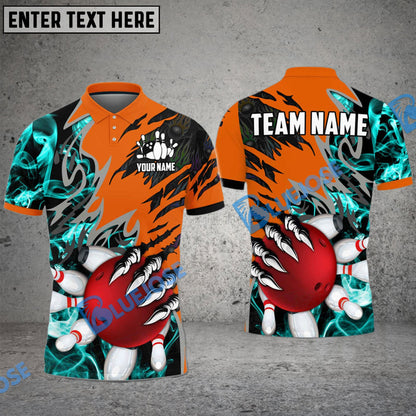 Frenzideas Bowling And Pins Smoking Claws Customized Name 3D Shirt ( 6 Colors)