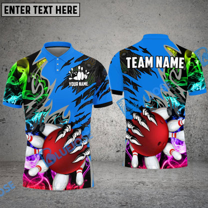 Frenzideas Bowling And Pins Smoking Claws Customized Name 3D Shirt ( 6 Colors)