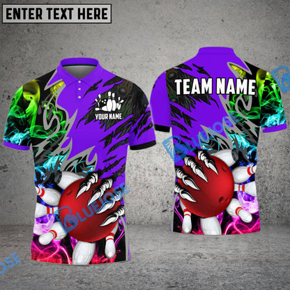 Frenzideas Bowling And Pins Smoking Claws Customized Name 3D Shirt ( 6 Colors)