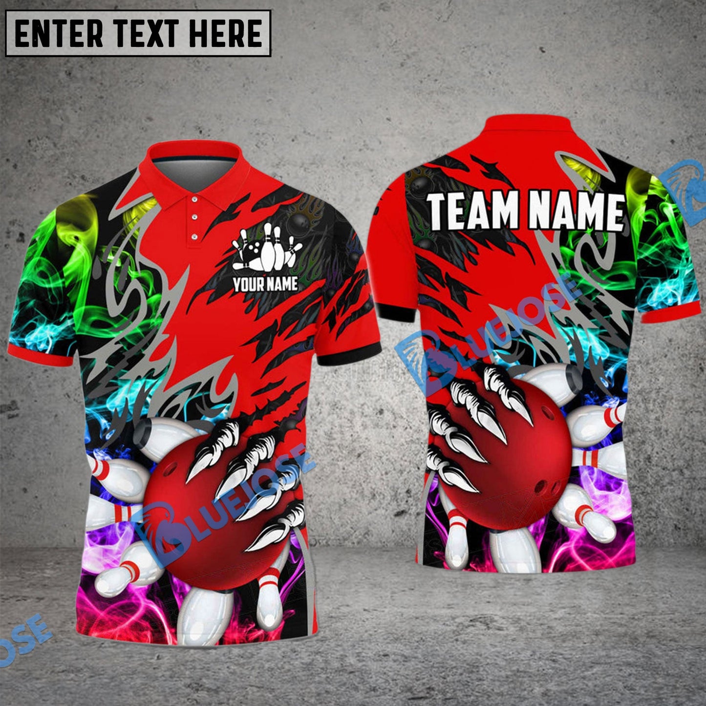 Frenzideas Bowling And Pins Smoking Claws Customized Name 3D Shirt ( 6 Colors)