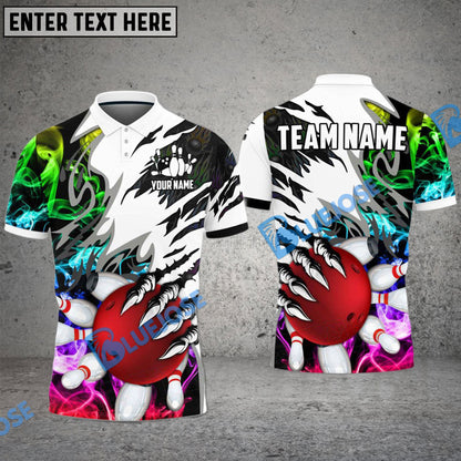 Frenzideas Bowling And Pins Smoking Claws Customized Name 3D Shirt ( 6 Colors)