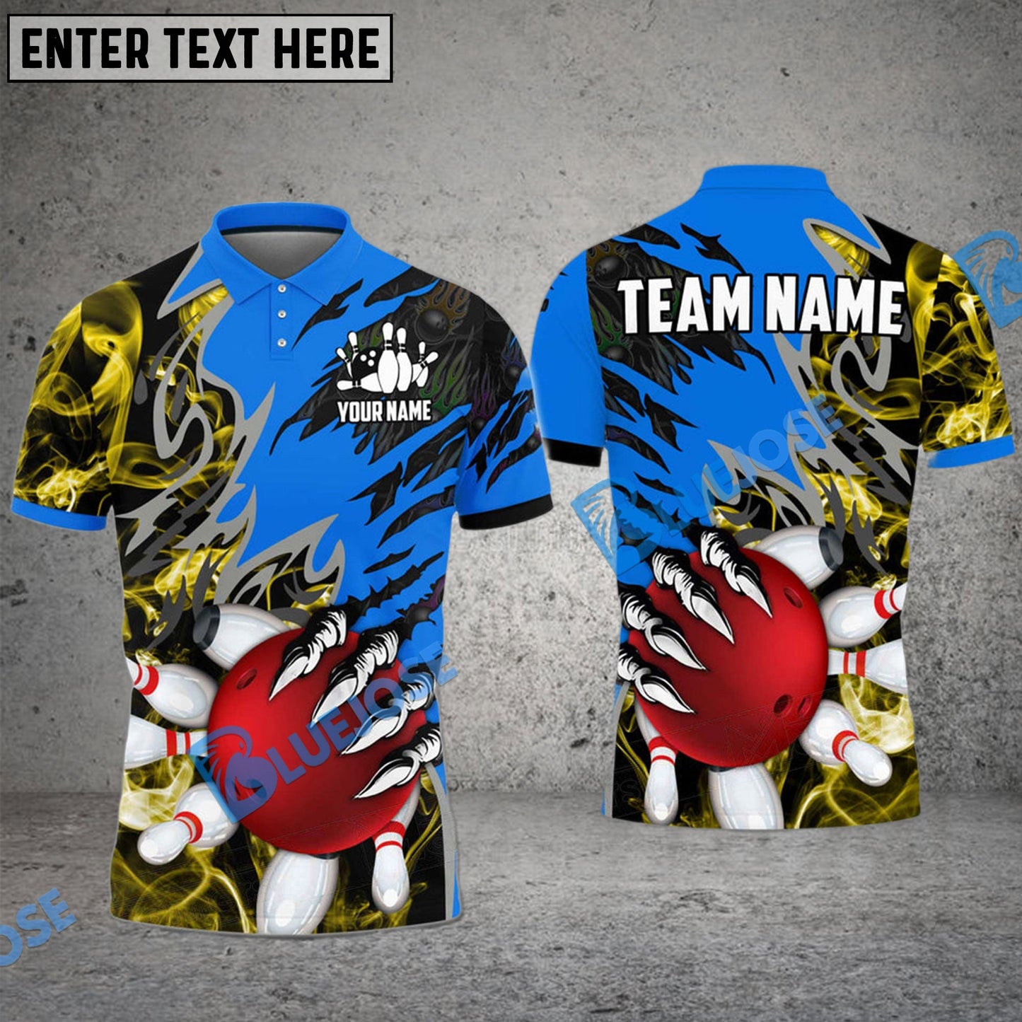 Frenzideas Bowling And Pins Smoking Claws Customized Name 3D Shirt ( 6 Colors)