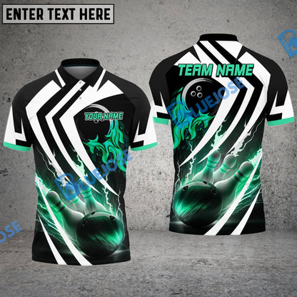Frenzideas Bowling And Pins Thundering Strike Multicolor Customized Name 3D Shirt ( 4 Colors )