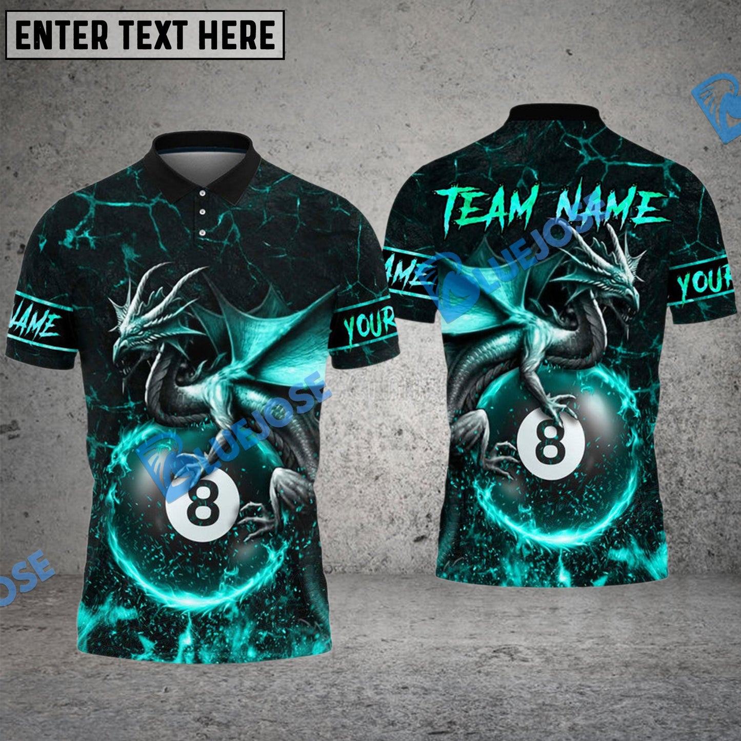 Frenzidea Billiards Ball 8 Baby Fire Dragon Personalized Name, Team Name Unisex Shirt ( 4 Colors )