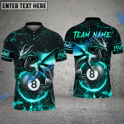 Frenzidea Billiards Ball 8 Baby Fire Dragon Personalized Name, Team Name Unisex Shirt ( 4 Colors )