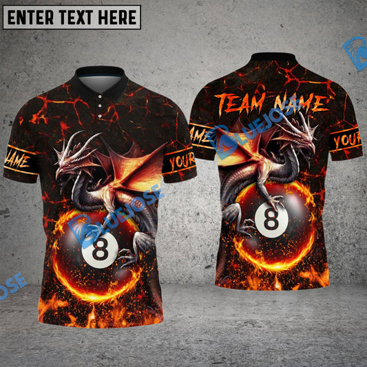 Frenzidea Billiards Ball 8 Baby Fire Dragon Personalized Name, Team Name Unisex Shirt ( 4 Colors )