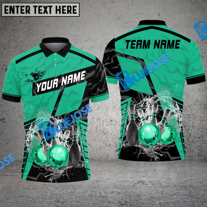 Frenzideas Bowling And Pins Water Splash Customized Name 3D Shirt ( 6 Colors)