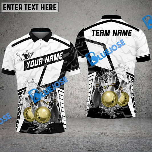 Frenzideas Bowling And Pins Water Splash Customized Name 3D Shirt ( 6 Colors)