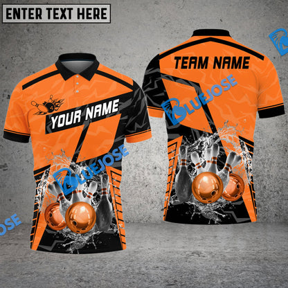Frenzideas Bowling And Pins Water Splash Customized Name 3D Shirt ( 6 Colors)