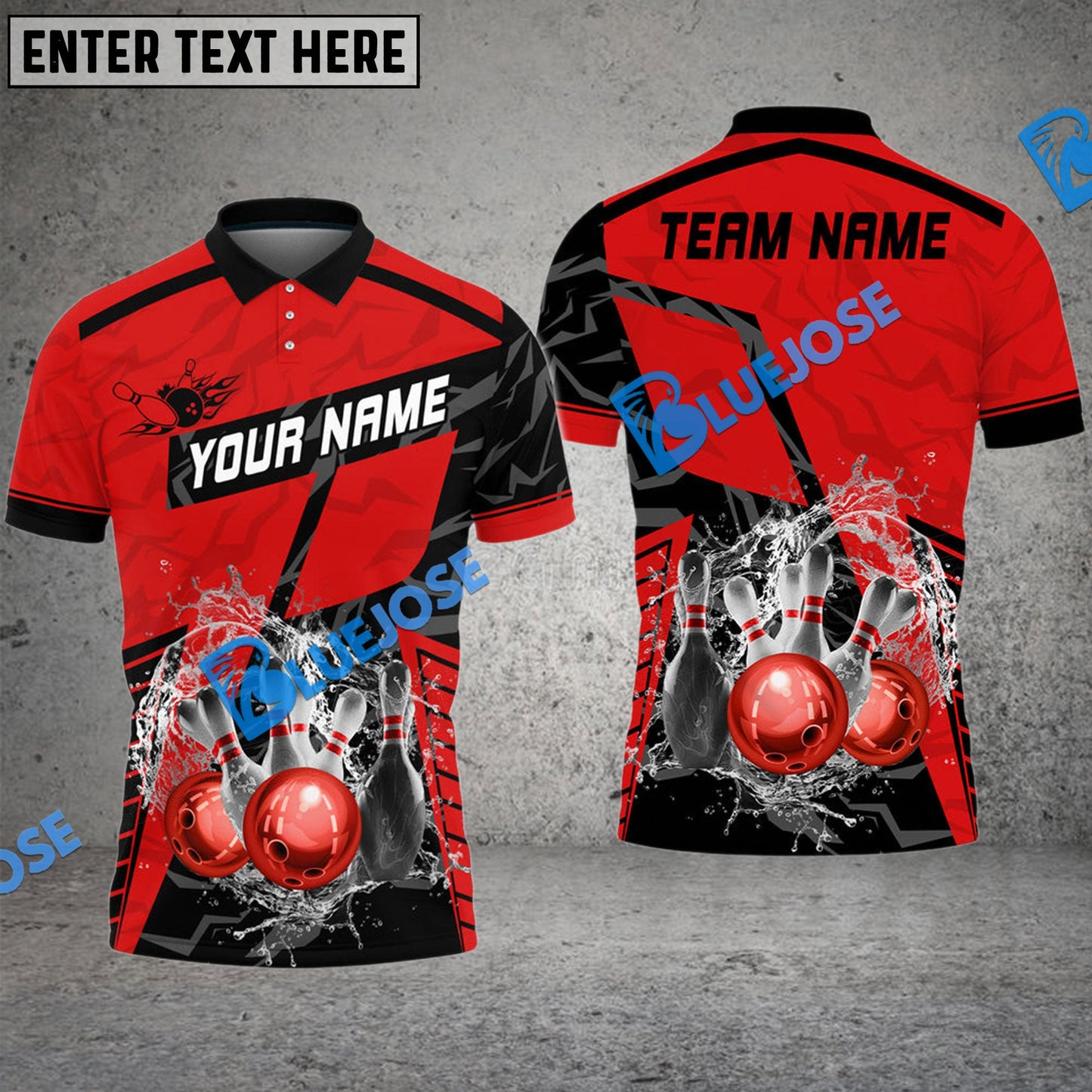 Frenzideas Bowling And Pins Water Splash Customized Name 3D Shirt ( 6 Colors)
