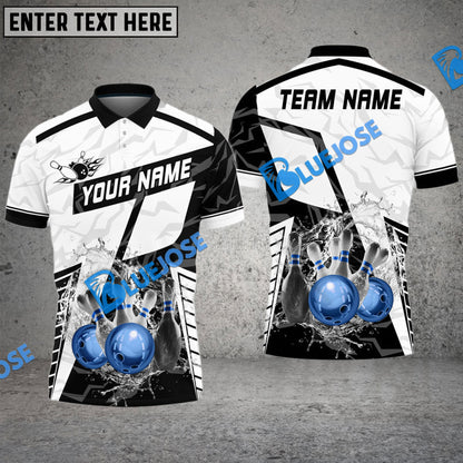 Frenzideas Bowling And Pins Water Splash Customized Name 3D Shirt ( 6 Colors)