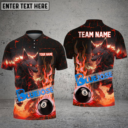 Frenzidea Billiards Ball 8 Magma Wolf Personalized Name, Team Name Unisex Shirt ( 4 Colors )