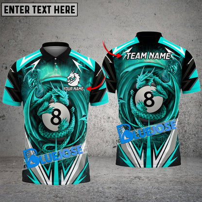 Frenzidea Billiards Ball 8 Holding Dragon Personalized Name, Team Name Unisex Shirt ( 4 Colors )