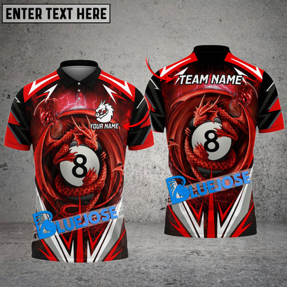 Frenzidea Billiards Ball 8 Holding Dragon Personalized Name, Team Name Unisex Shirt ( 4 Colors )