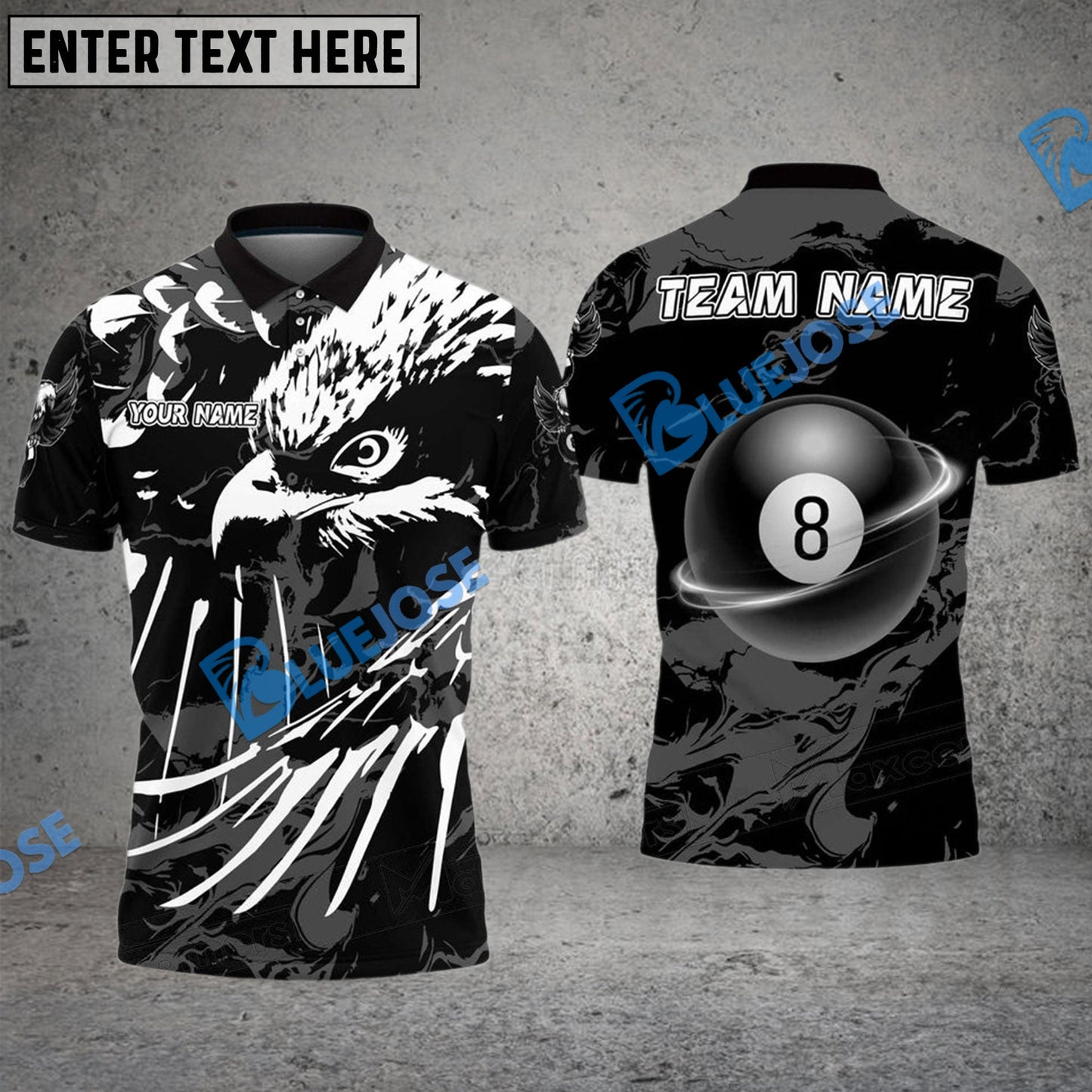 Frenzidea Billiards Ball 8 Eagle Paint Art Personalized Name, Team Name Unisex Shirt ( 6 Colors )