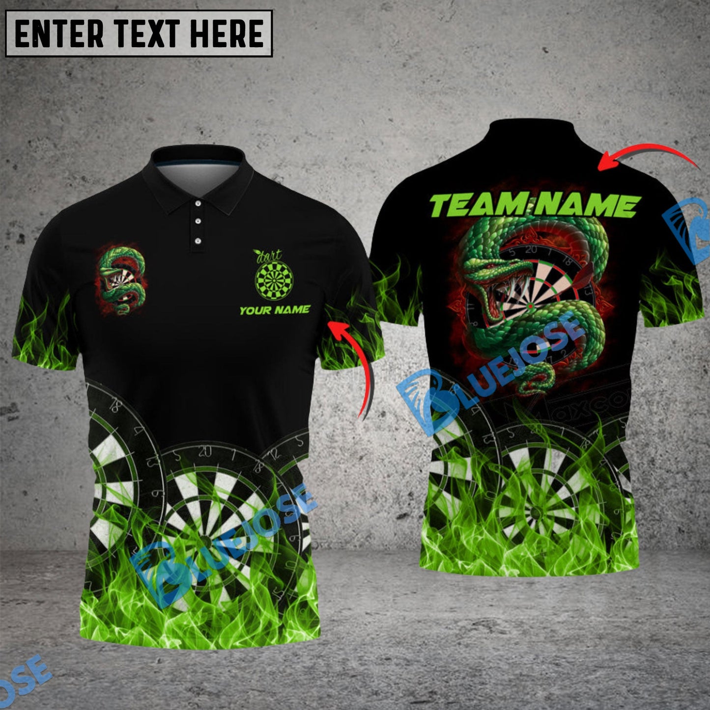 Frenzidea Darts Snake On Fire Personalized Name, Team Name 3D Shirt (4 Colors)
