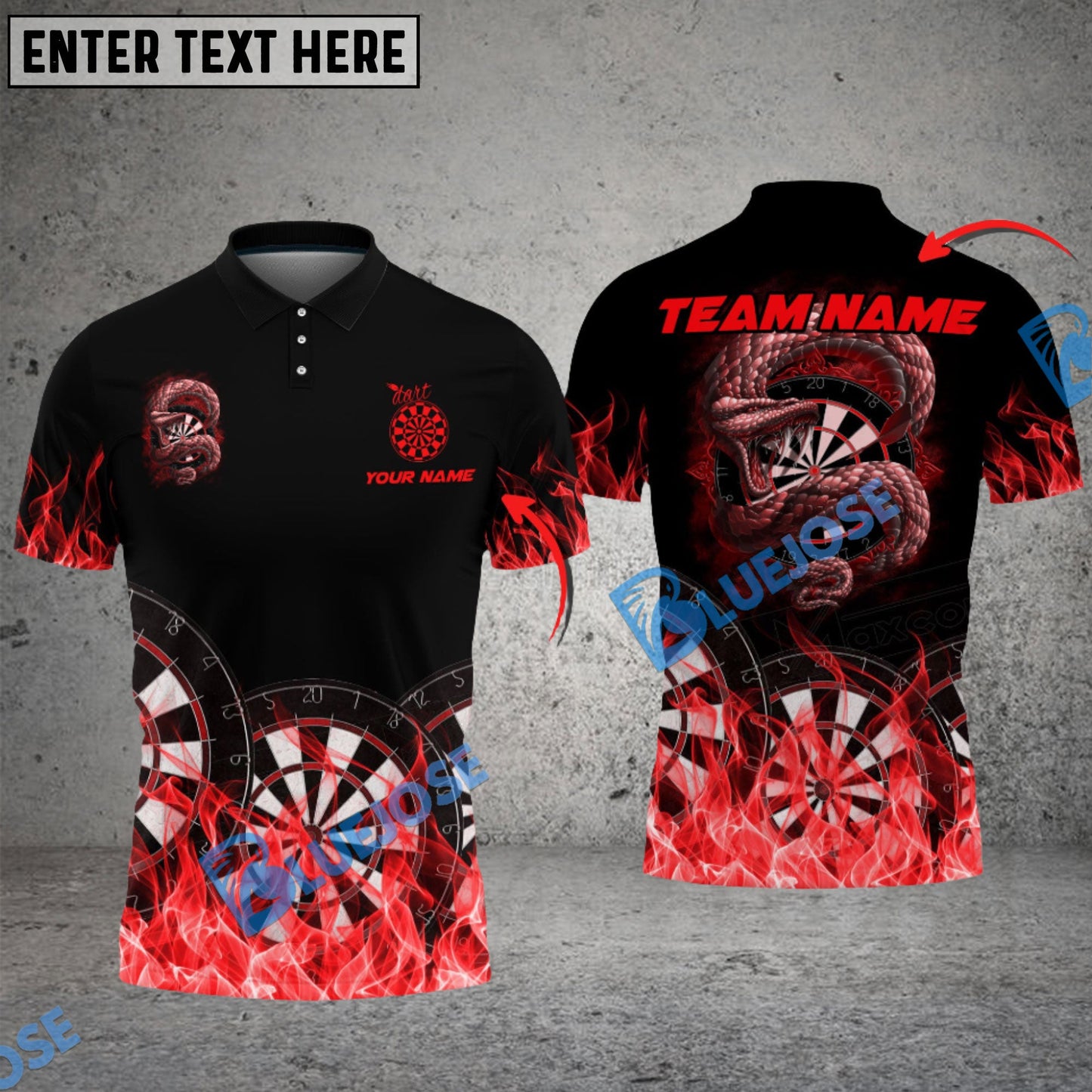 Frenzidea Darts Snake On Fire Personalized Name, Team Name 3D Shirt (4 Colors)