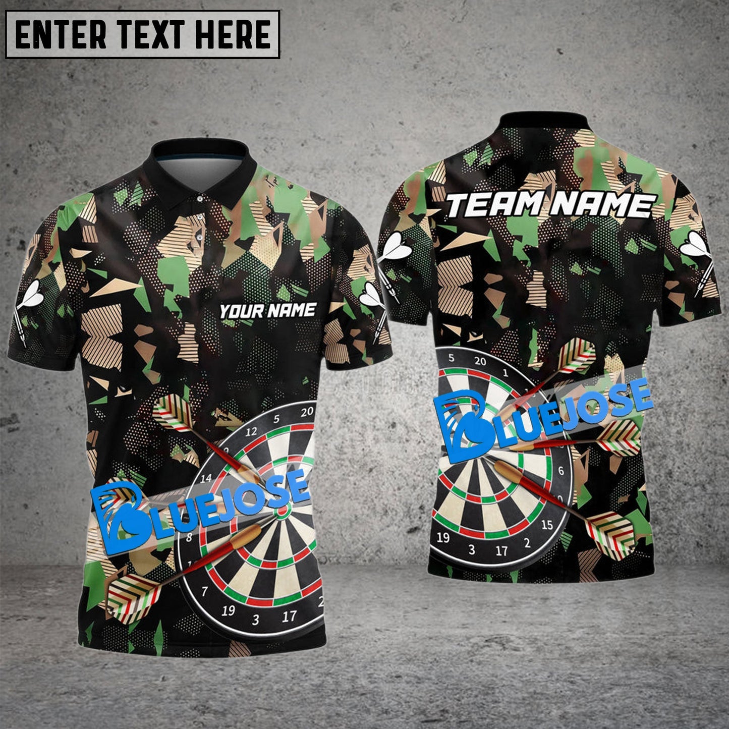 Frenzidea Darts Fire Jungle Camo Personalized Name, Team Name 3D Shirt