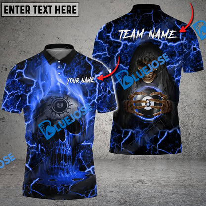 Frenzidea Billiards Ball 8 Skull Magic Flame Personalized Name, Team Name Unisex Shirt ( 4 Colors )