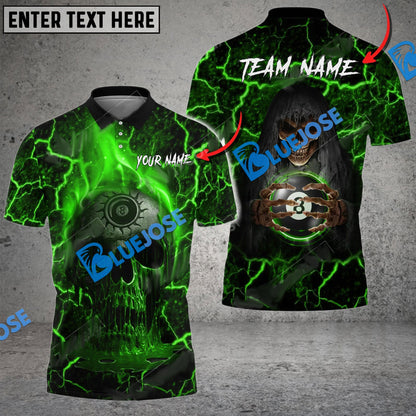 Frenzidea Billiards Ball 8 Skull Magic Flame Personalized Name, Team Name Unisex Shirt ( 4 Colors )