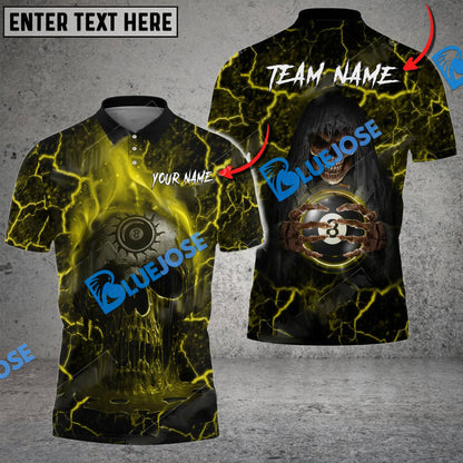 Frenzidea Billiards Ball 8 Skull Magic Flame Personalized Name, Team Name Unisex Shirt ( 4 Colors )