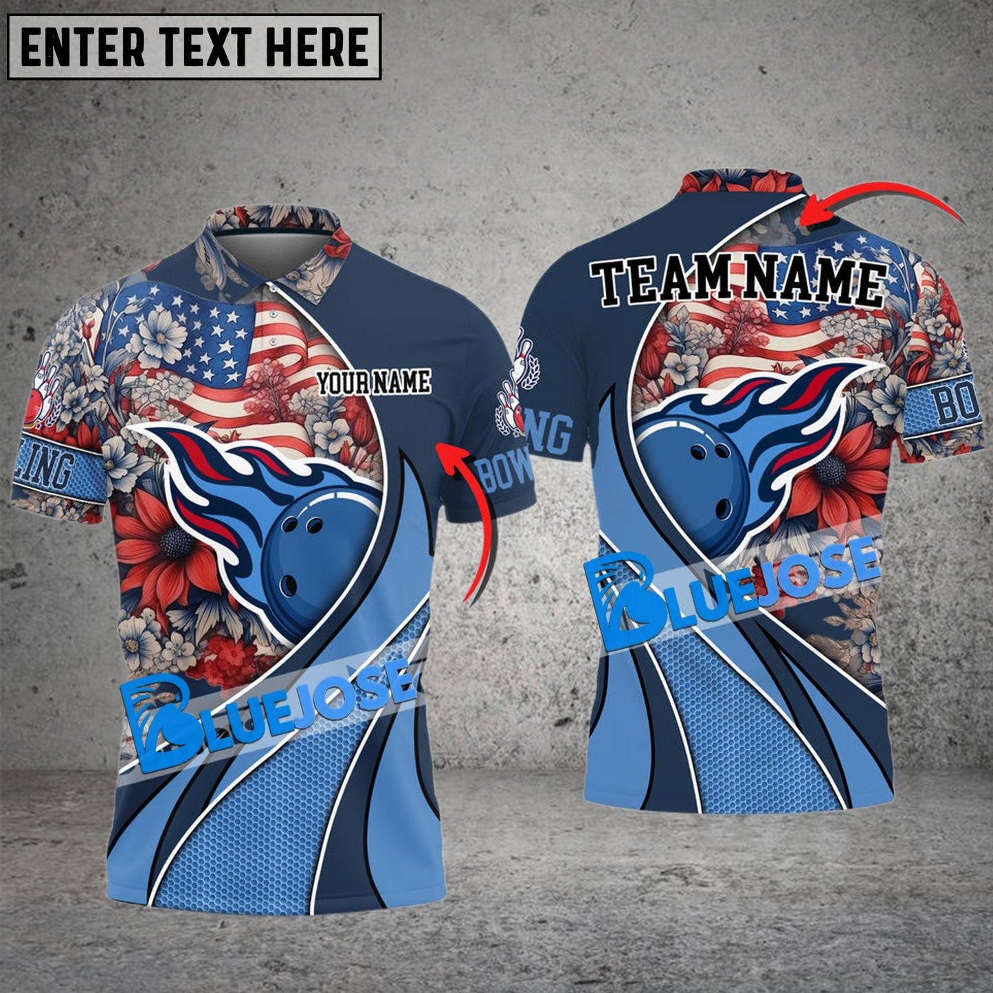 Frenzidea Bowling And Pins US Flag And Flowers Customized Name 3D Shirt (4 Colors)