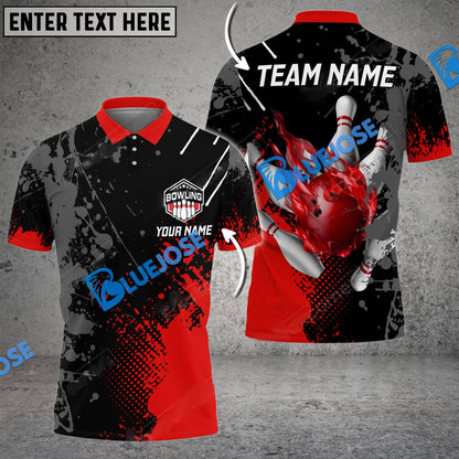 Frenzideas Bowling And Pins Paint Style 2 Multicolor Customized Name 3D Shirt ( 4 Colors )