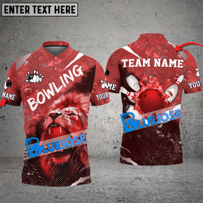 Frenzidea Bowling And Pins Lion Sport Jersey Customized Name 3D Shirt (4 Colors)