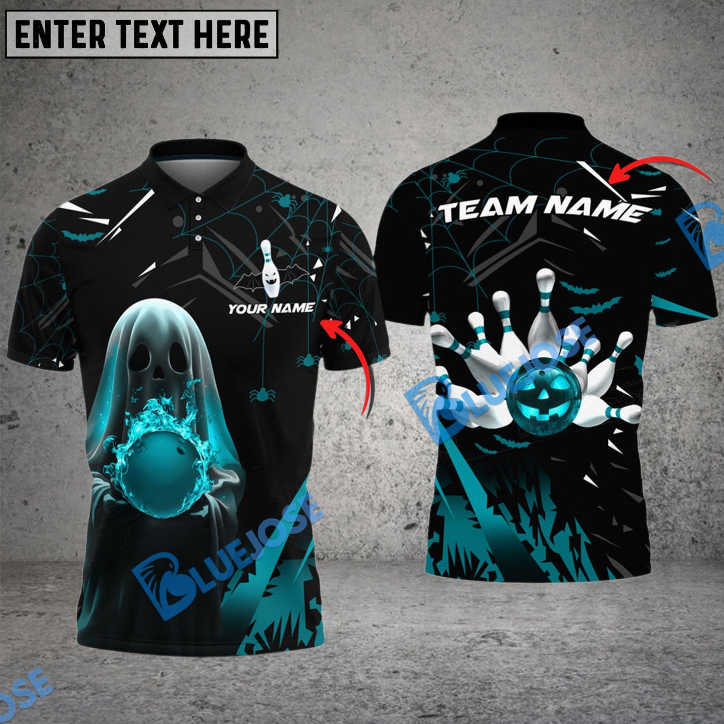Frenzideas Bowling And Pins Halloween Ghost Customized Name 3D Shirt ( 6 Colors)