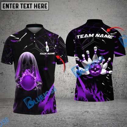 Frenzideas Bowling And Pins Halloween Ghost Customized Name 3D Shirt ( 6 Colors)