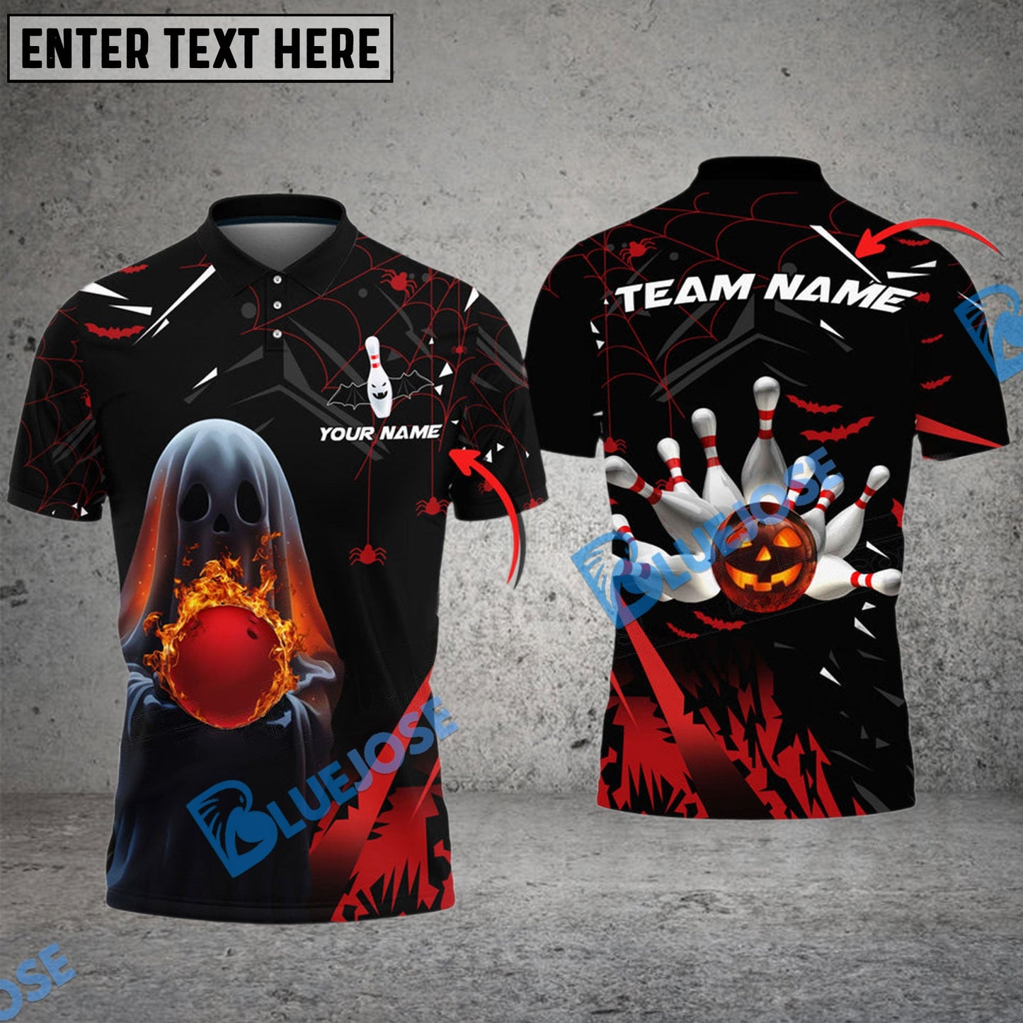 Frenzideas Bowling And Pins Halloween Ghost Customized Name 3D Shirt ( 6 Colors)