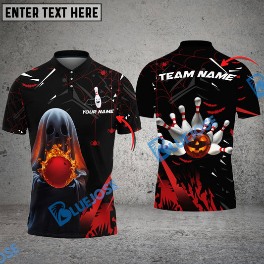 Frenzideas Bowling And Pins Halloween Ghost Customized Name 3D Shirt ( 6 Colors)